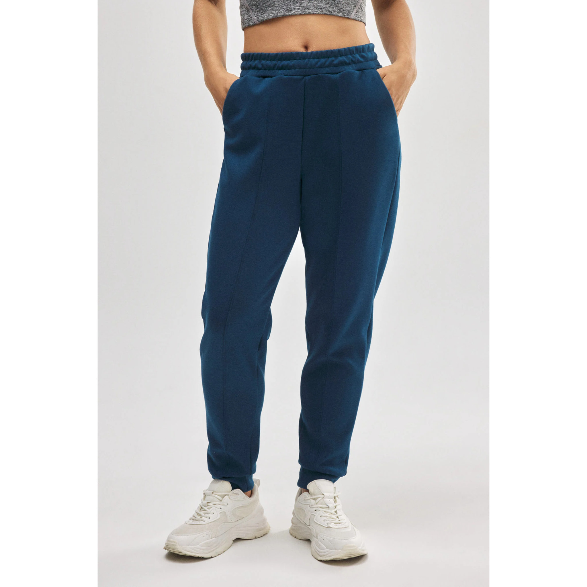 Pantaloni jogger sportivi blu con tasche