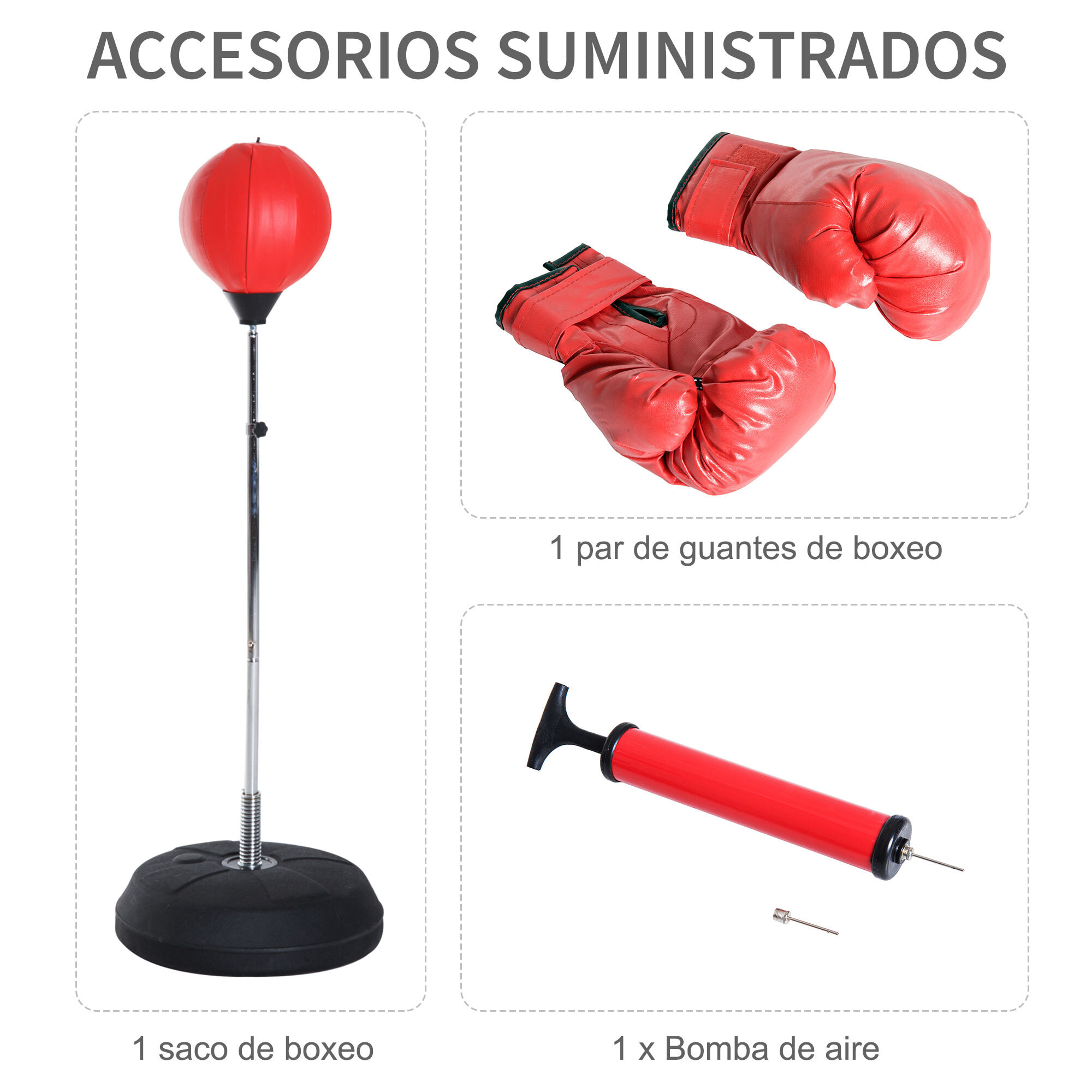 Saco de Boxeo de Pie Punching Ball con Altura Ajustable en 4 Niveles 126-144 cm Base Rellenable y Guantes de Boxeo para Adultos y Adolescentes Rojo y Negro