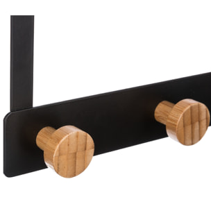 Percha de bambú negro y metal con 3 cabezas