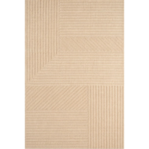 HARMONIE - Tapis de salon beige à motif géométrique en relief