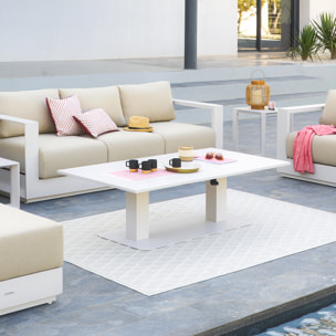 Table de jardin relevable rectangulaire "Salimia" avoine 150 x 80 x 69cm en aluminium