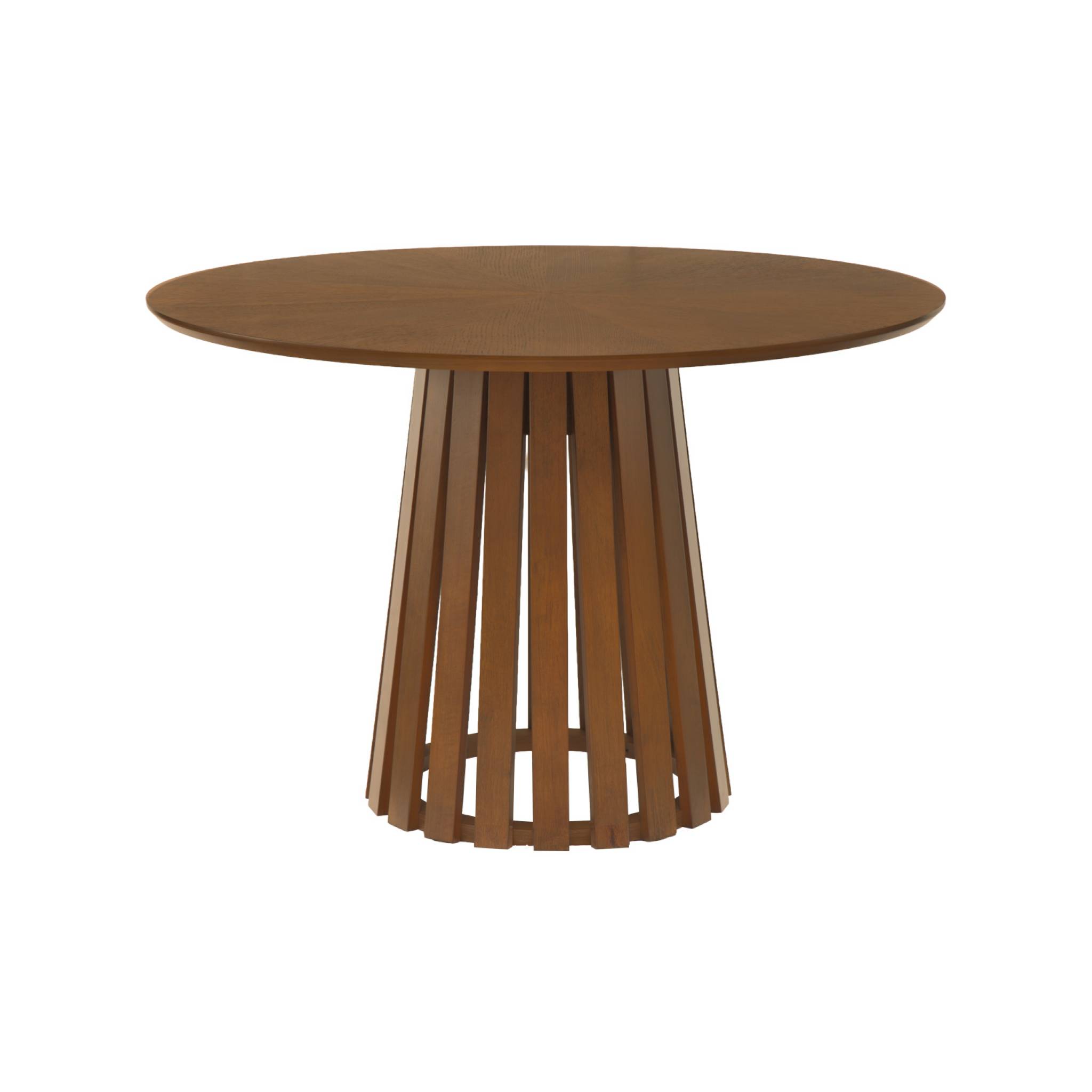 Table à manger ronde bois d'hévéa placage chêne 4 places ANGÈLE