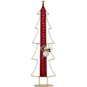J-Line Sapin de Noël LED calendrier de l’avent - métal - rouge Noël/doré