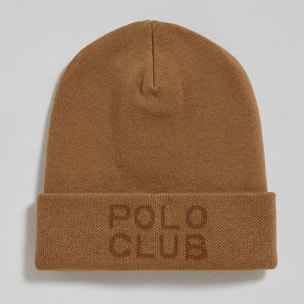 Cappellino Verth in lana cammello con logo Polo Club in jacquard