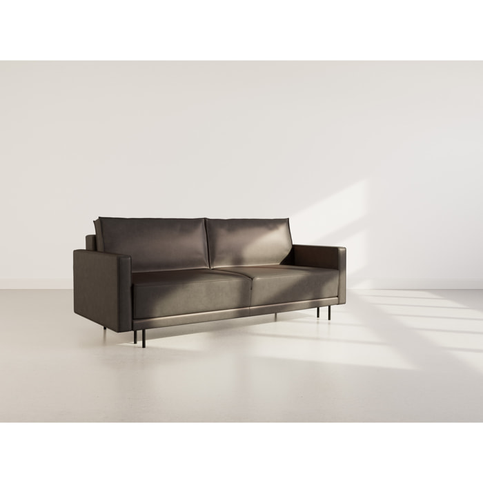 Charlie - Canapé droit 3 places convertible avec coffre en simili - Noir