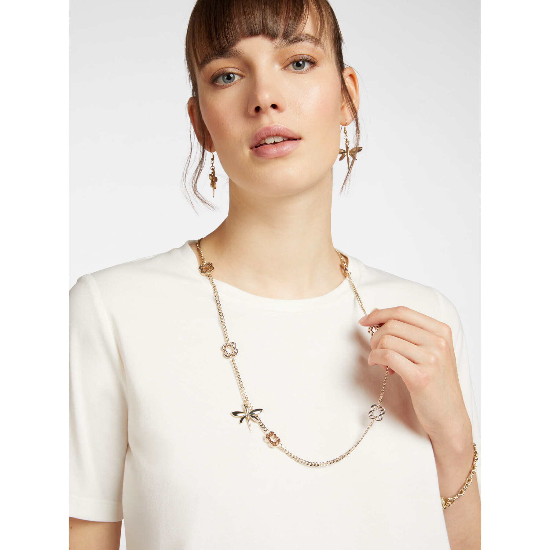 Elena Mirò - T-shirt con collana - Bianco