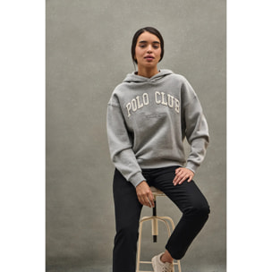 Felpa grigio vigorè con cappuccio e logo Established 2012 Polo Club