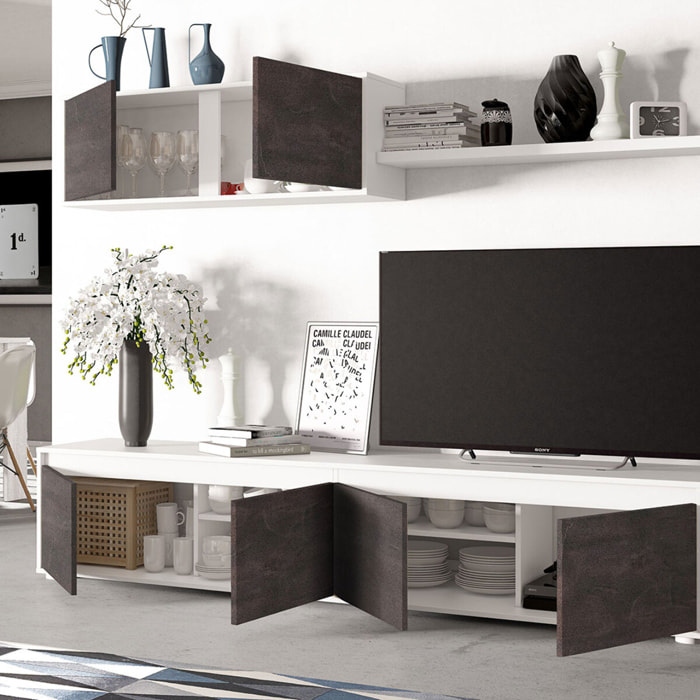 Mueble Salón Con Estante 200x43x41cm Blanco Artik/oxido