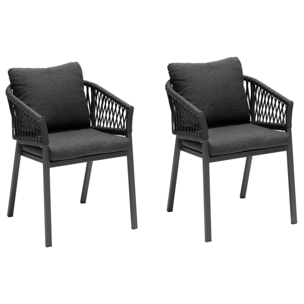 Lot de 2 fauteuils de jardin "Oriengo" anthracite & graphite en aluminium et mailles tressées