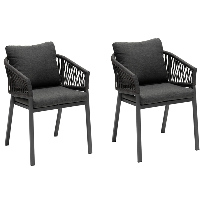 Lot de 2 fauteuils de jardin "Oriengo" anthracite & graphite en aluminium et mailles tressées