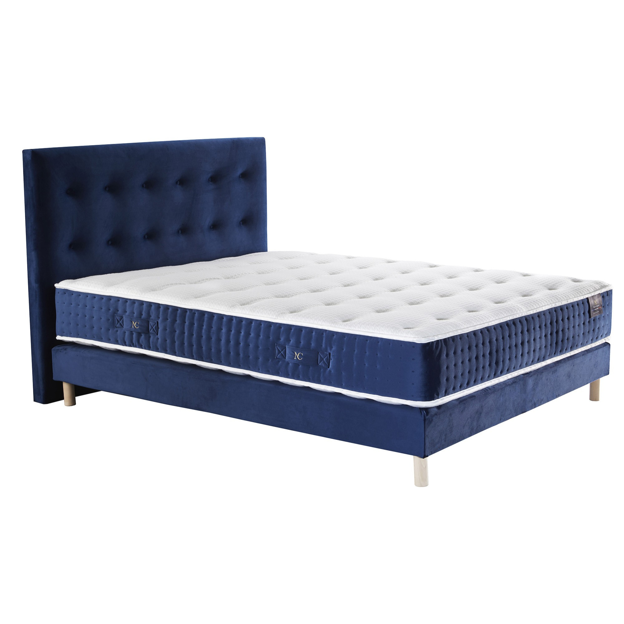 Ensemble Comète + tête de lit capitonnée - Matelas ressorts ensachés