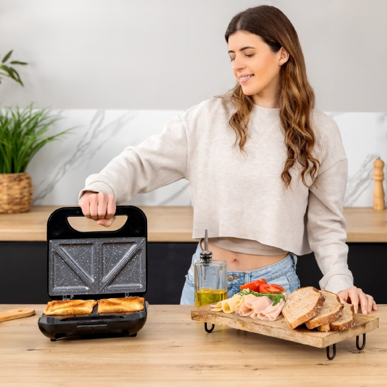 Sandwichera Rock'nToast Classic +. 800 W, 2 Sándwiches con Acabados en Acero Ino