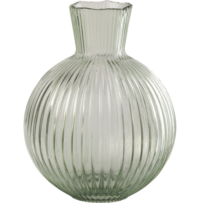 J-Line Vase Balle Cotelié - verre - gris vert - small