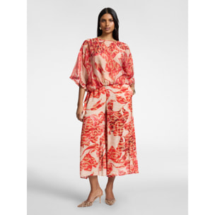 Elena Mirò - Blusa stampata con lacci - Rosso