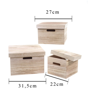 Set Di 3 Scatole In Legno Con Coperchio. Larghezza 32 Cm - Pezzi 1 - 31,5X20X31,5cm - Colore: Marrone - Bianchi Dino - Articoli In Legno Cassette