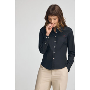 Camicia blu marino slim fit con logo Rigby Go