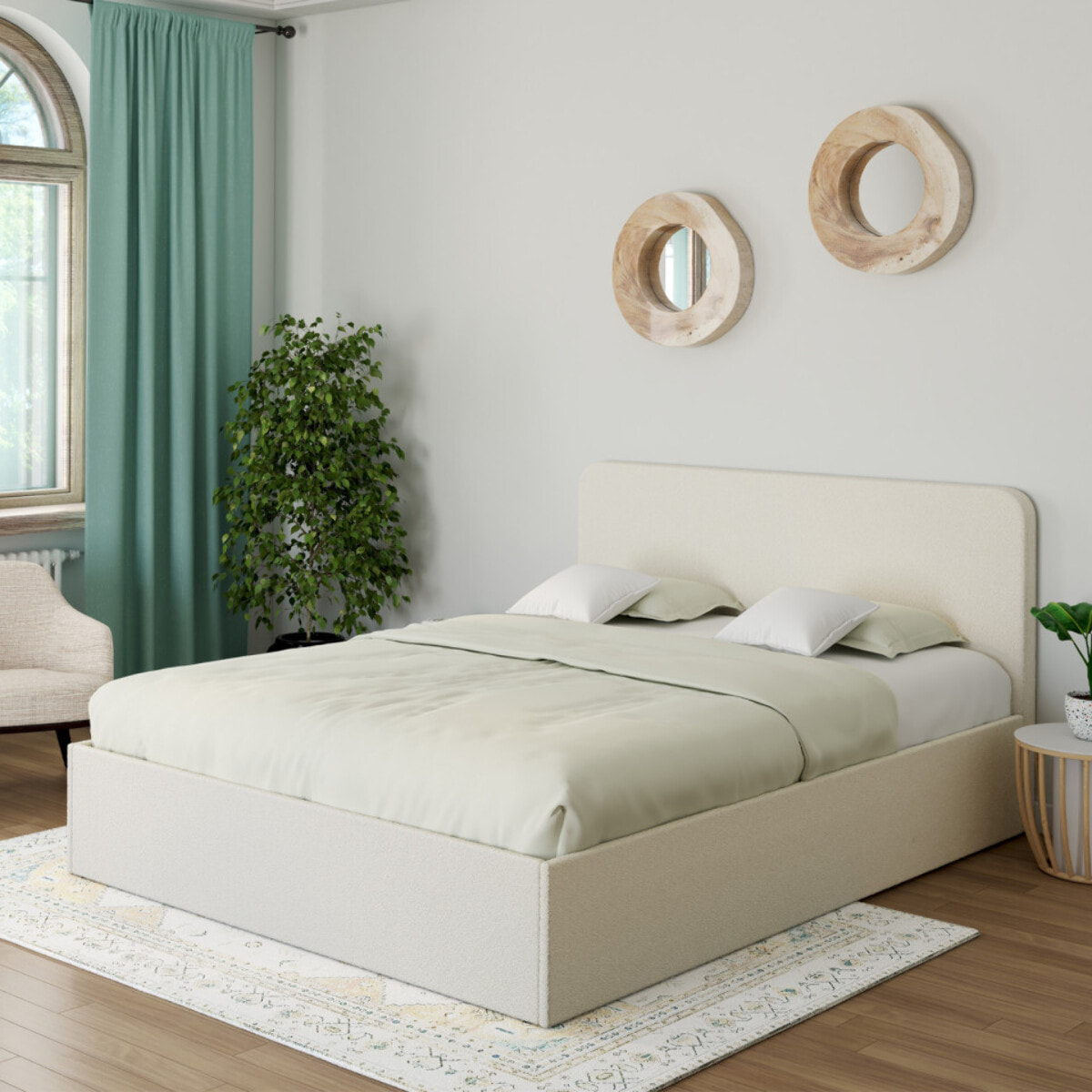 Lit coffre Louise 140x190cm tissu bouclette