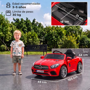 AIYAPLAY Coche Eléctrico para Niños Mercedes-Benz SL500 Coche de Batería Litio 12V con Mando a Distancia 2,4 G 2 Motores Suspensión Arranque Suave Luces Música Claxon Bluetooth 3-5 Años 3-5 km/h Rojo