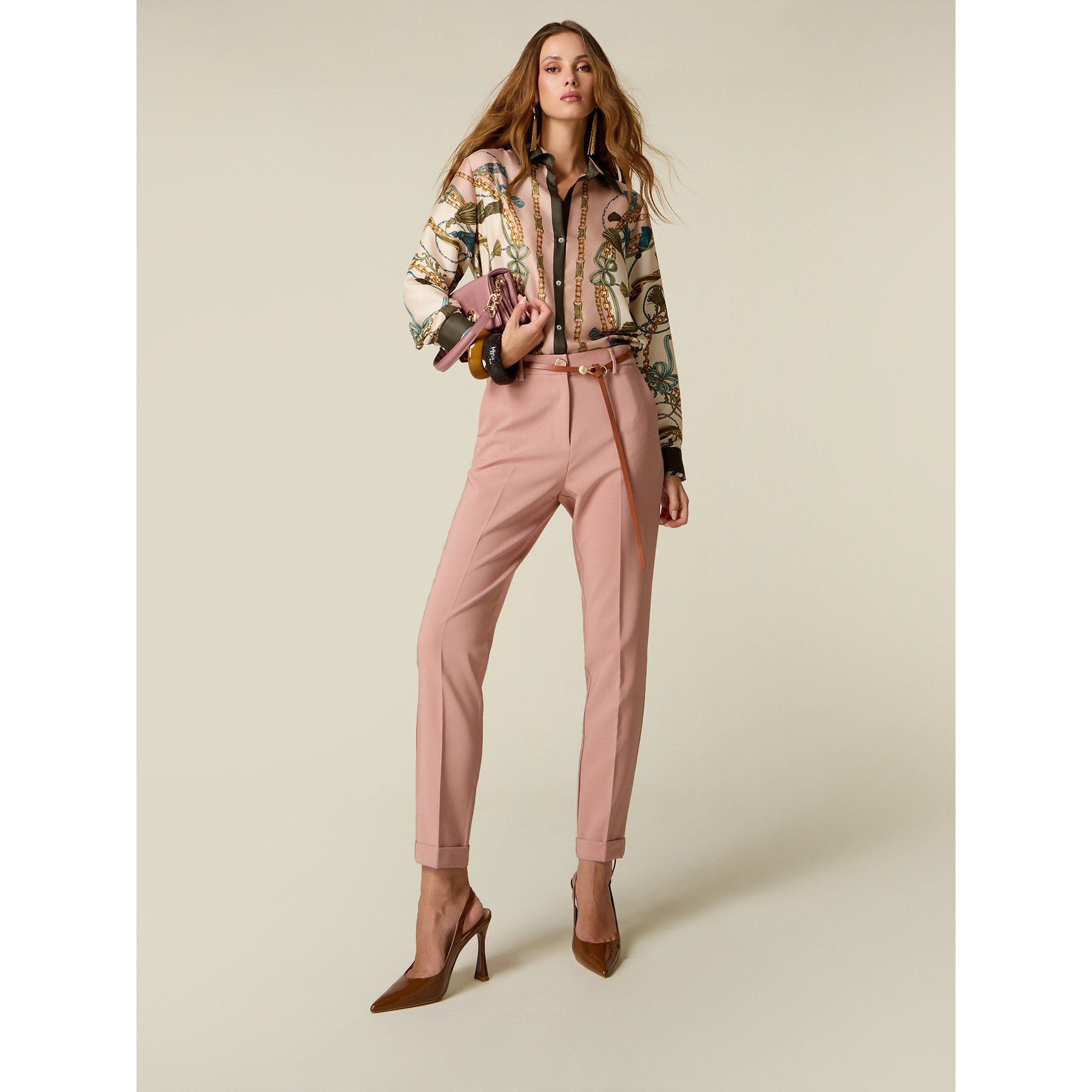 Oltre - Pantalones chinos en tejido técnico - Rosa