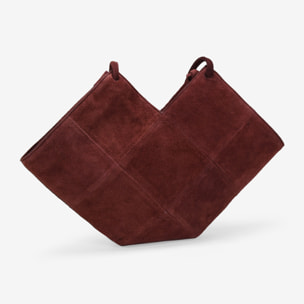 Bolso de hombro burdeos en serraje piel