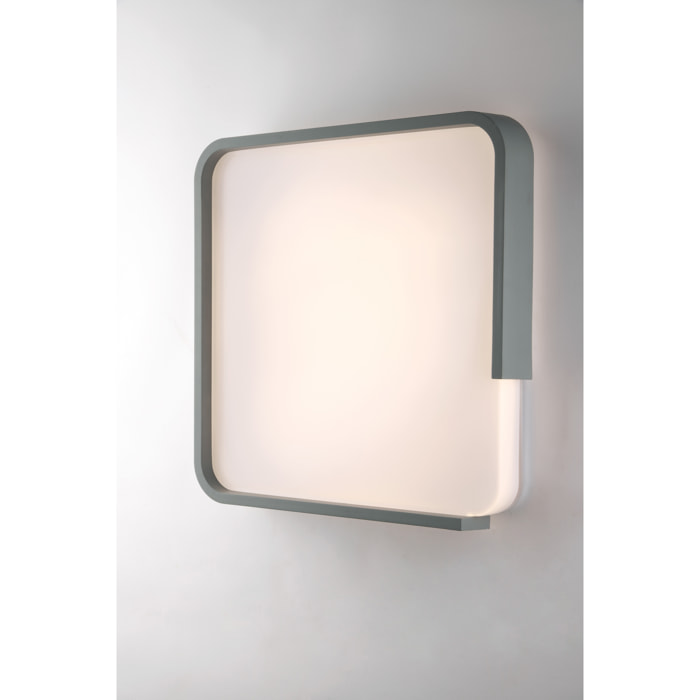 Plafoniera WAYOUT quadrata bianca e grigia 40W con interruttore interno per la personalizzazione dei Kelvin 48,5x48,5 cm..