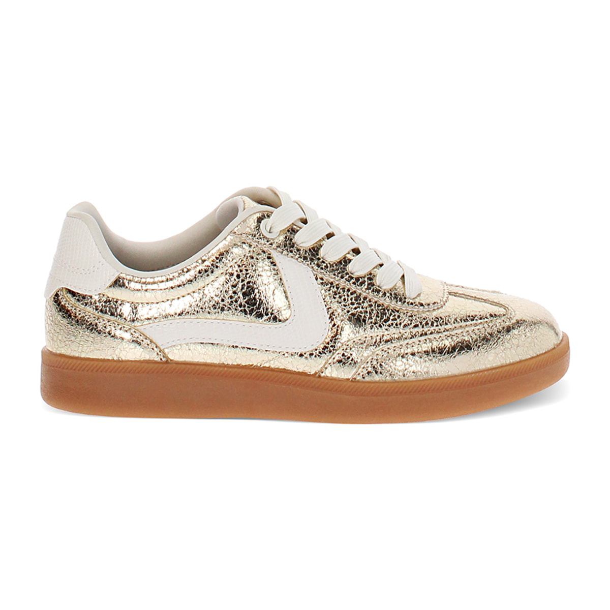 Sneakers donna oro in crack laminato