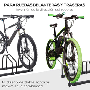 Aparcamiento para 3 Bicicletas Soporte de Acero para Aparcar Bicicletas en el Suelo o Pared Estacionamiento para Interior y Exterior 76x33x27 cm Negro