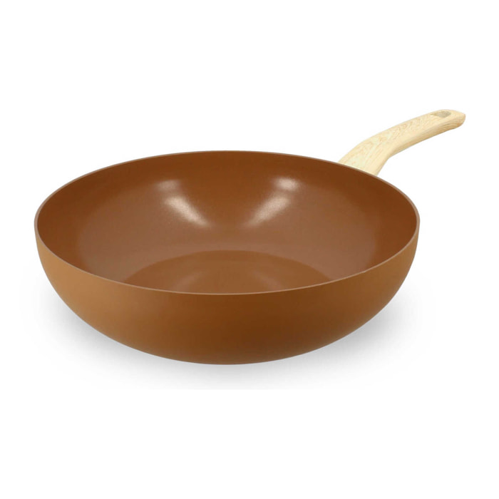 Wok en revêtement céramique 28cm noisette - tous feux COLORAMA