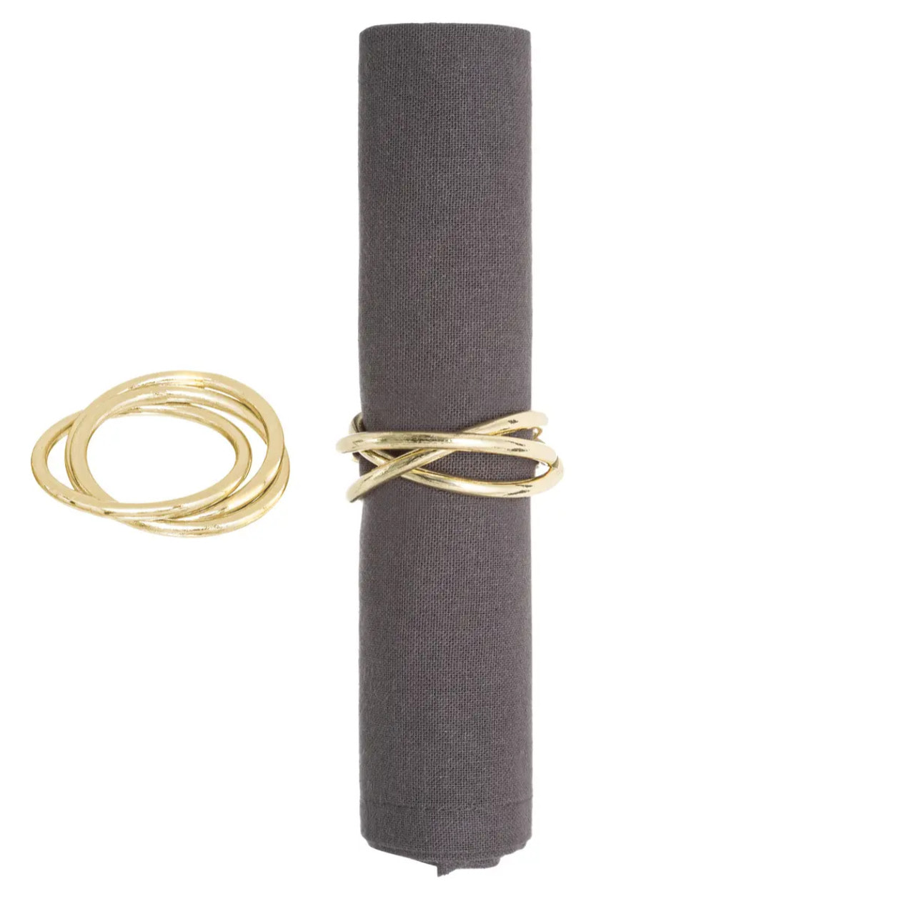 Lot de 2 ronds de serviette cercle or
