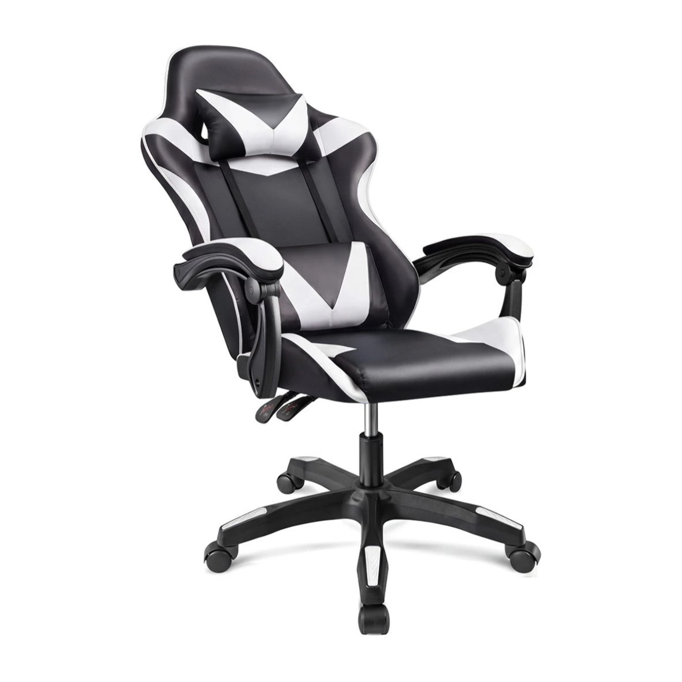 Silla gaming reclinable y con altura ajustable en negro y blanco 117-128 cm Viper Negro - Blanco