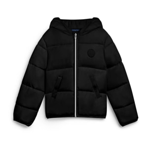 Chaqueta Puffer Negra en Nylon Conguitos