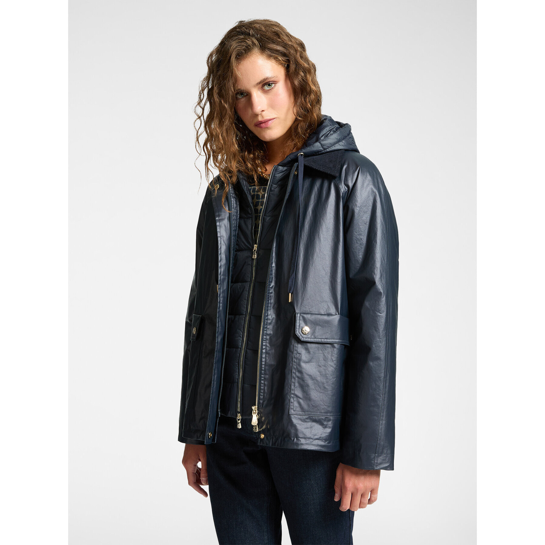 Elena Mirò - Parka layering in cotone - Blu