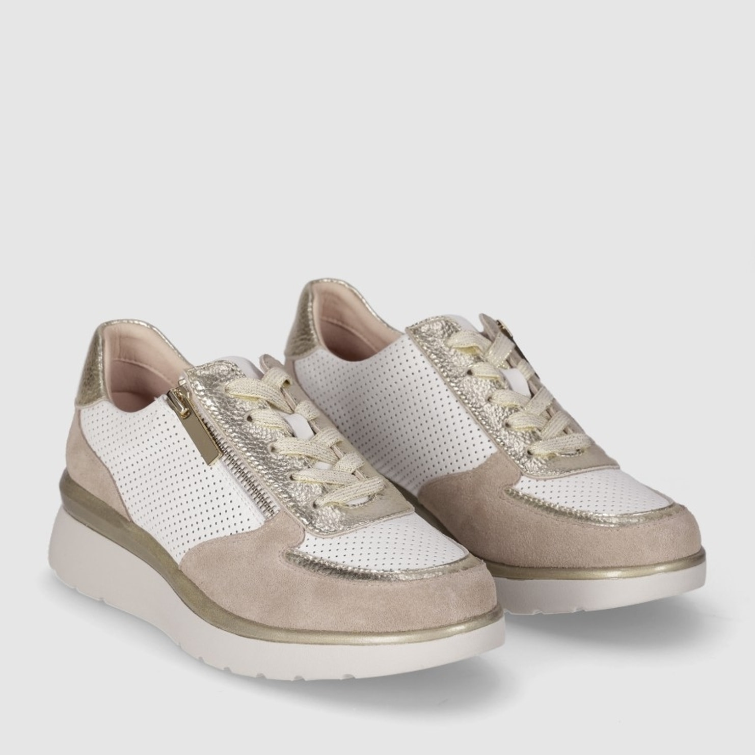 Deportivos de Serraje - Oro - Tacón: 3 cm