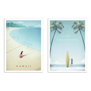 2 Art-Posters 30 x 40 cm - Duo Dream Beaches - Henry Rivers - 30 x 40 cm