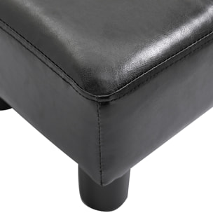 Reposapiés Otomano Taburete Pequeño Tapizado en Piel Sintética con Asiento Acolchado de Espuma y Patas de Plástico para Sofá Dormitorio 40x30x24 cm Negro