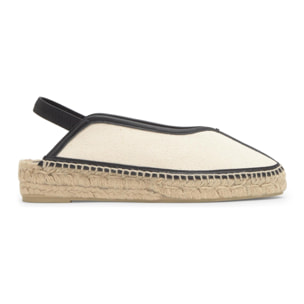 Alpargata plana Gio en algodón con ribete de cuero, tira elástica y mini cuña