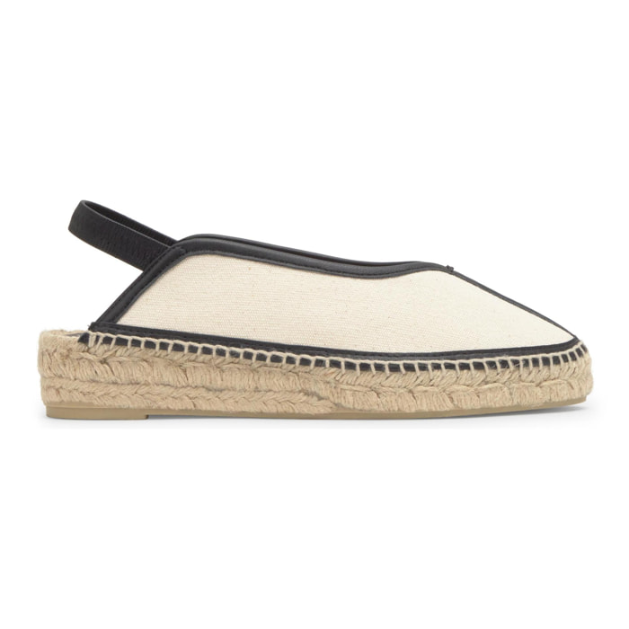 Alpargata plana Gio en algodón con ribete de cuero, tira elástica y mini cuña