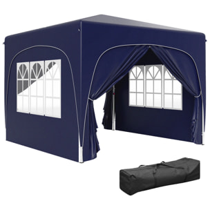 Carpa Plegable Gazabo 3x3 m con Paneles Laterales UPF50+ Cenador Pabellón de Jardín con Altura Ajustable y Bolsa de Transporte para Camping Fiestas Patio Terraza