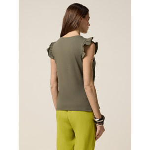 Oltre - Top in jersey con castoni - Verde militare