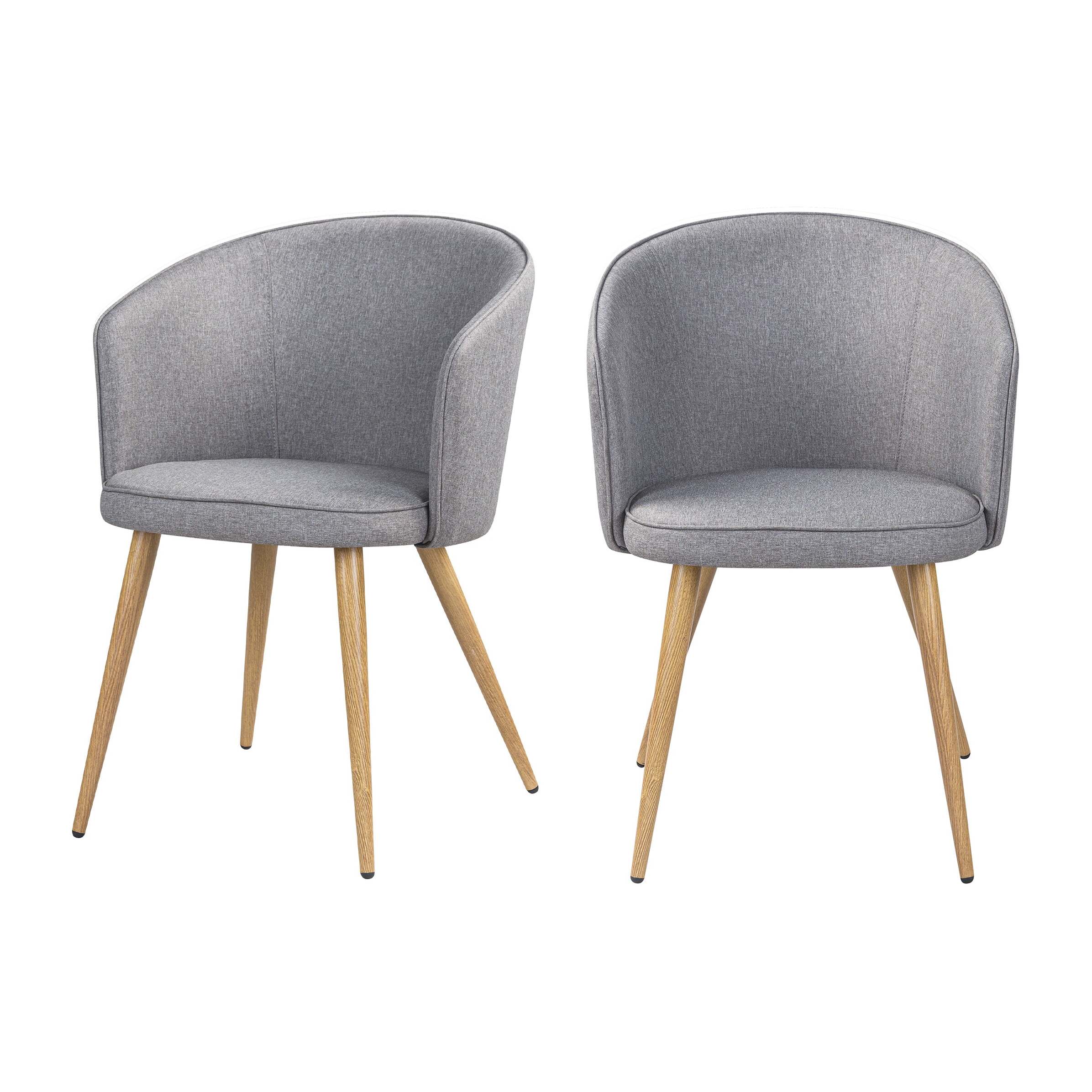 Lot de 2 chaises en tissu gris clair et pieds en métal - Chiara
