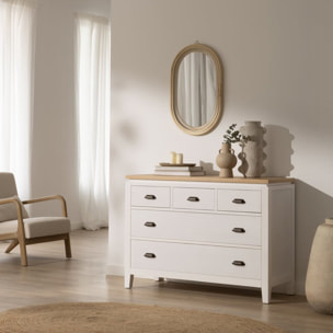 Commode Avelin -bois massif de mindi et placage naturel de mindi-couleur blanc bergen/naturel 115 x 82 x 45 cm