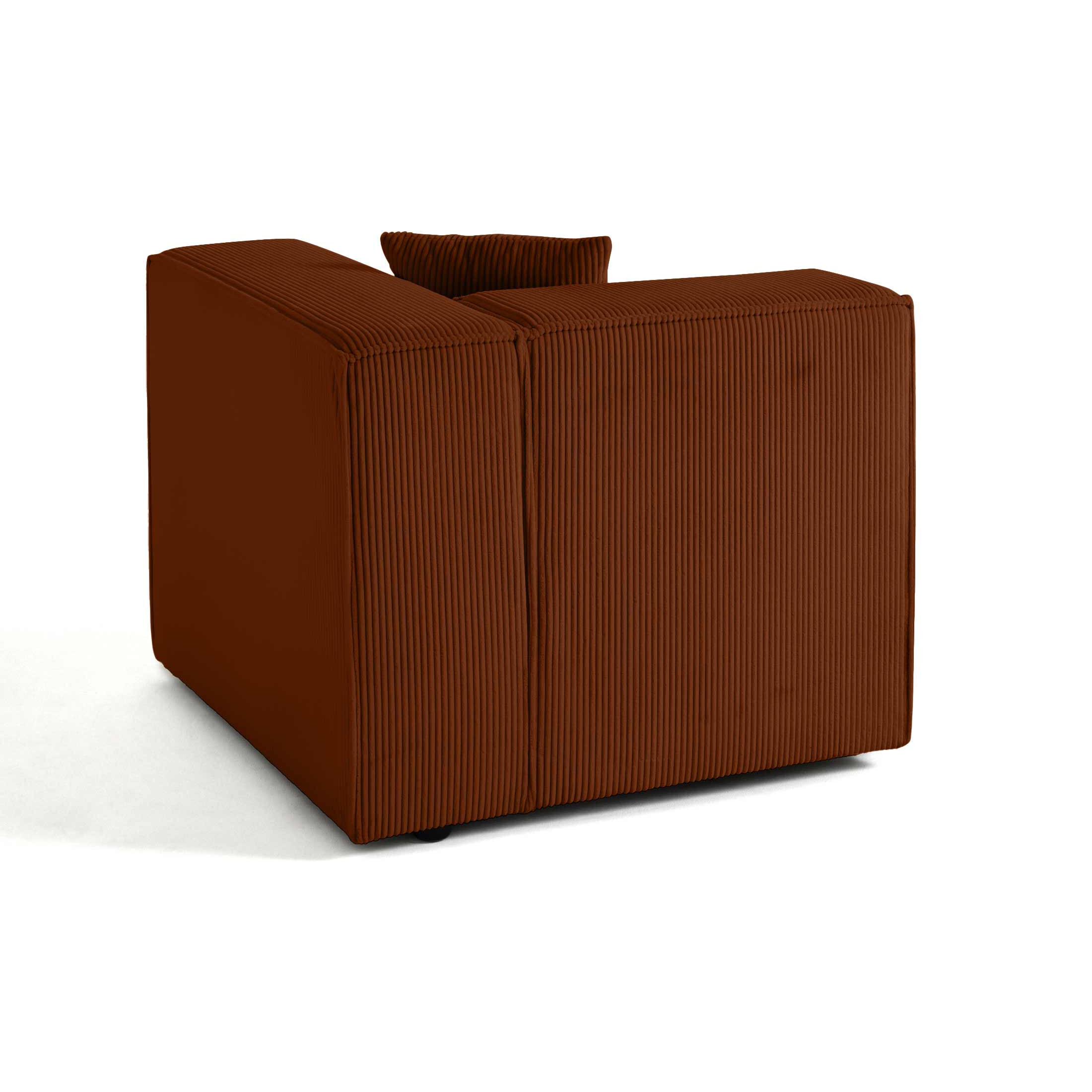 Arty - module d'assise droit - en velours côtelé - Terracotta