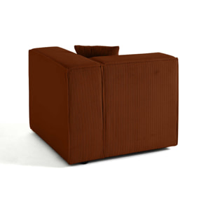 Arty - module d'assise droit - en velours côtelé - Terracotta