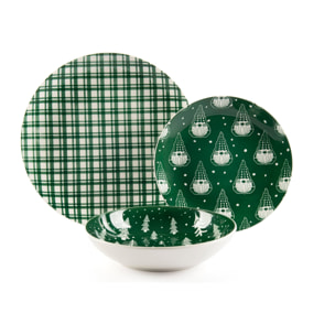 Service de Table 18 pièces Excelsa - Green Winter, Porcelaine Verte