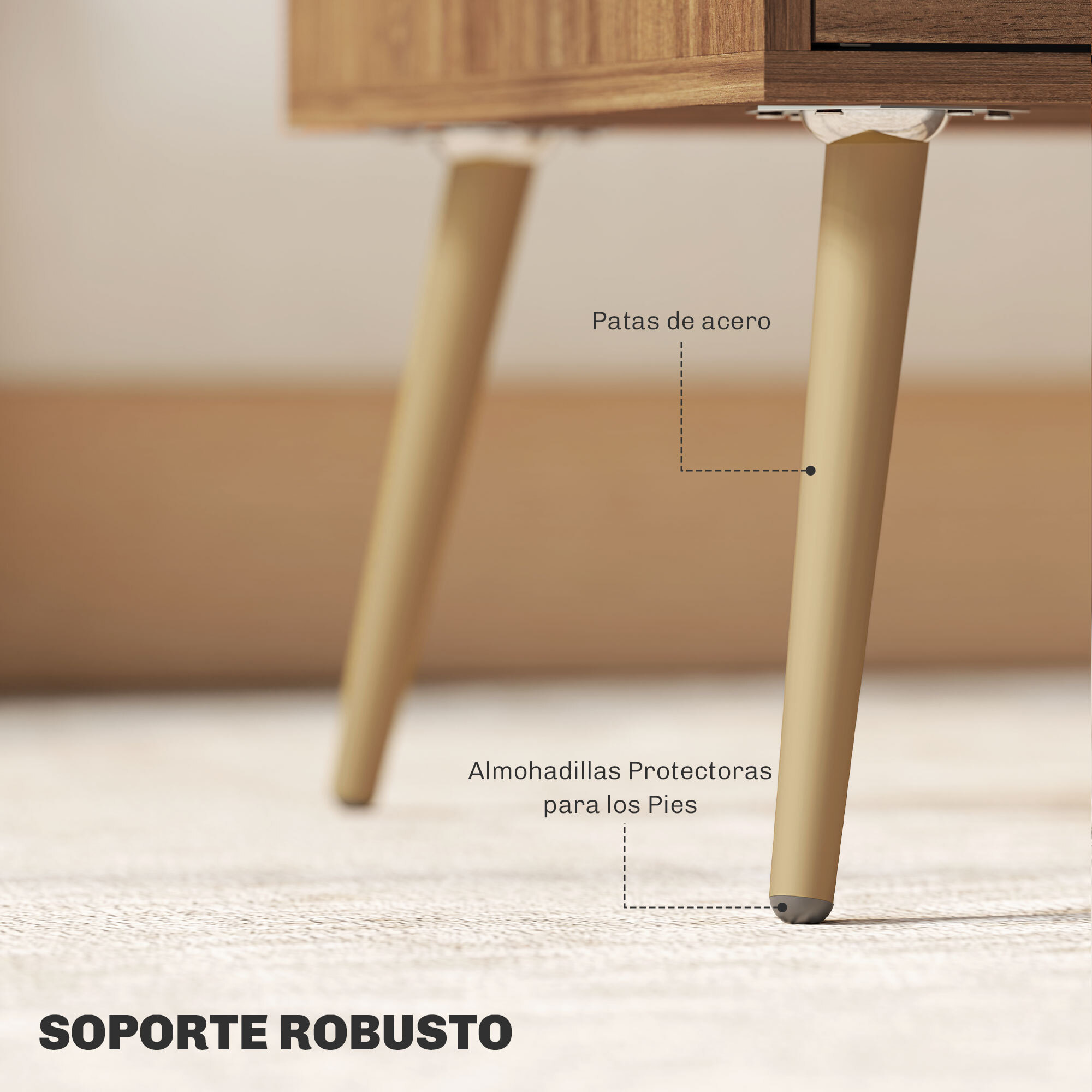 Mesa de Centro Mesa baja para Salón con 2 Cajones y Patas de Acero para Sala de Estar Dormitorio 100x50x41 cm Marrón