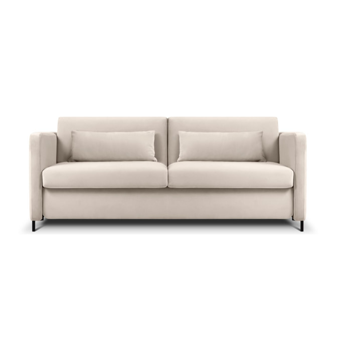 Canapé convertible "Yanis" 2 places en velours beige