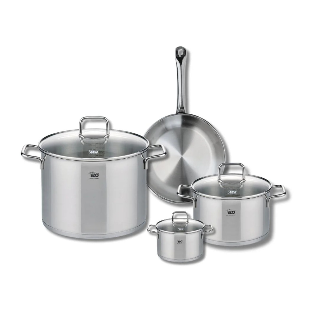Ensemble de 1 Poêle de cuisson 24 cm et 3 faitouts 12, 20 et 26 cm Elo Profi Citrin