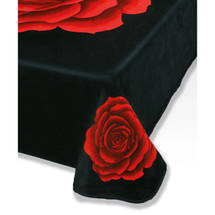 Coperta Plaid con Rosa Rossa sfondo nero in morbido pile di poliestere
