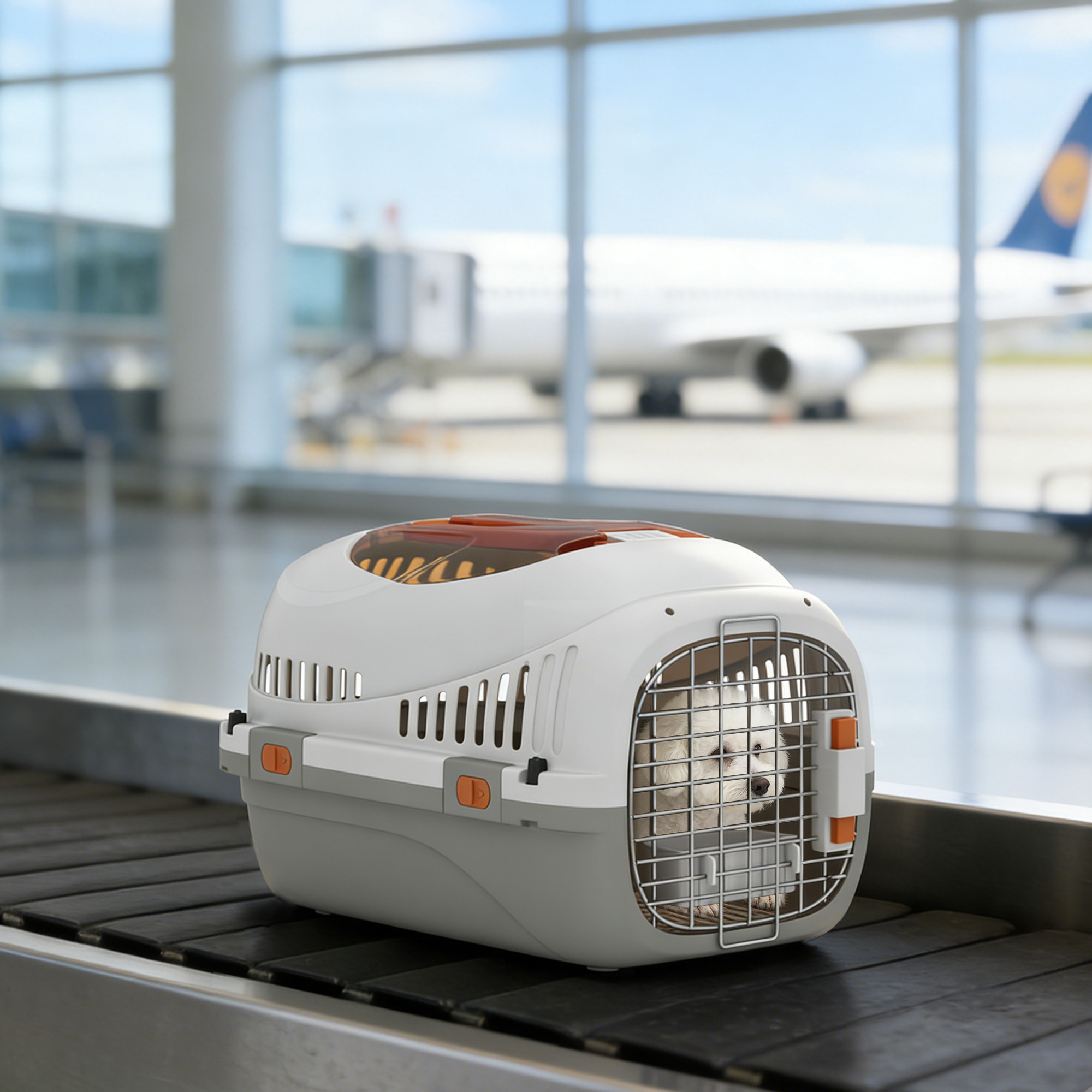 Caisse de transport chat et chien max. 4Kg porte acier gamelle intégrée