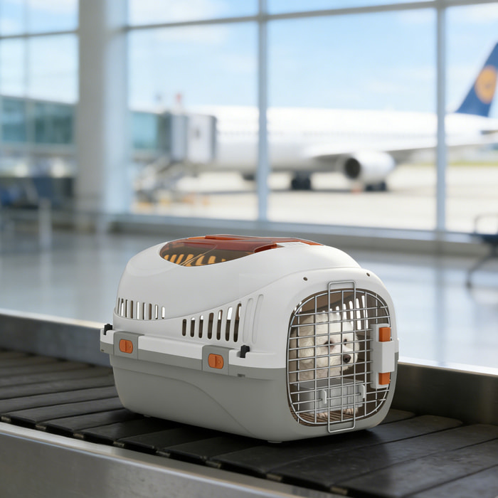 Caisse de transport chat et chien max. 4Kg porte acier gamelle intégrée